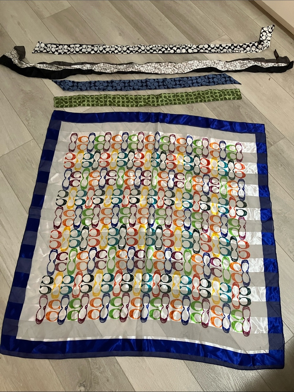 Authentic Coach bundle of scarves / purse ties / headbands .